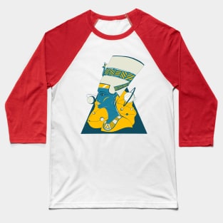 Retro Wave Nefertiti and The Stars Baseball T-Shirt